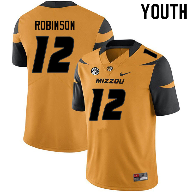Youth #12 Shawn Robinson Missouri Tigers College Football Jerseys Sale-Yellow